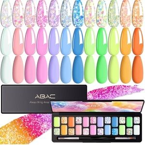 Solid Gel Nail Pallet Kit, 24 Summer Nail Colors Soak Off Gel Kit Salon …​​